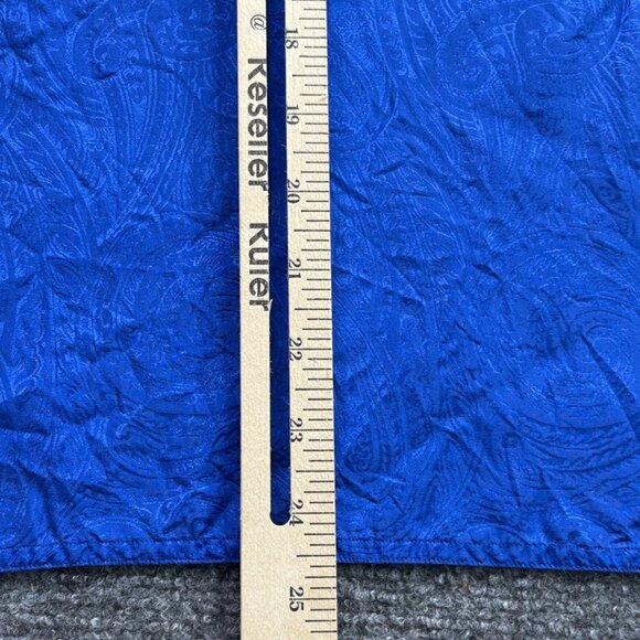 VTG Rafaella Blouse Womens Blue 12 Silk Button Back‎ High Neck Business Classic - Picture 7 of 9